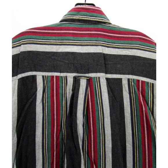 VINTAGE Ralph Lauren Chaps Shirt Large Red Flannel Button Up Striped - Picture 8 of 11